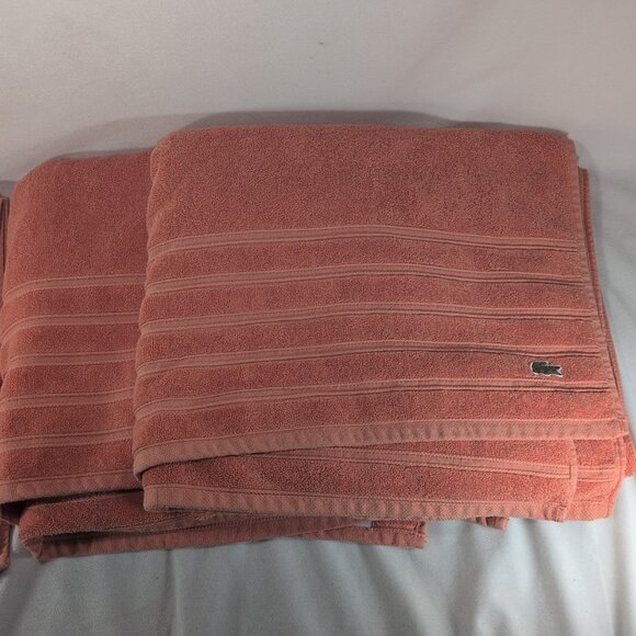 Lacoste 4 Set Orange Towels Bath Body Hand Hair 100% Cotton 30x52" Crocodile - Picture 3 of 12